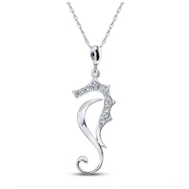 Enchanting Diamond Sea Horse Pendant in 10kt White Gold - A Splendid Jewel - Splendid Jewellery