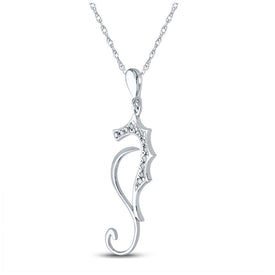 Enchanting Diamond Sea Horse Pendant in 10kt White Gold - A Splendid Jewel - Splendid Jewellery