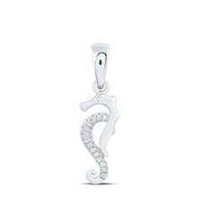 Load image into Gallery viewer, Enchanting Diamond Seahorse Pendant in 10kt White Gold  Top View from Splendid Jewellery