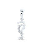 Enchanting Diamond Seahorse Pendant in 10kt White Gold  Top View from Splendid Jewellery