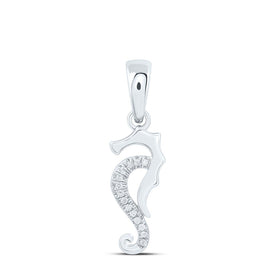 Enchanting Diamond Seahorse Pendant in 10kt White Gold  Top View from Splendid Jewellery
