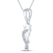 Load image into Gallery viewer, Enchanting Diamond Seahorse Pendant in 10kt White Gold  Side View from Splendid Jewellery