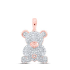 Enchanting Diamond Teddy Bear Pendant in 10kt Rose Gold - Splendid Jewellery