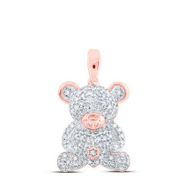 Enchanting Diamond Teddy Bear Pendant in 10kt Rose Gold - Splendid Jewellery