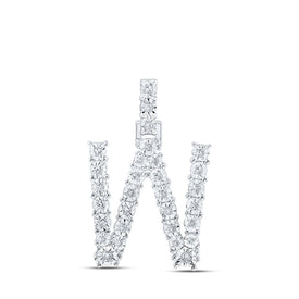 Enchanting Diamond W Initial Pendant in 10kt White Gold - A Mesmerizing Symbol of Elegance and Individuality - Splendid Jewellery