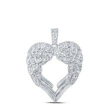 Load image into Gallery viewer, Enchanting Diamond Winged Heart Pendant - 10kt White Gold Women's Necklace with 1/2 Cttw Round Diamonds - Splendid Jewellery