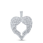 Enchanting Diamond Winged Heart Pendant - 10kt White Gold Women's Necklace with 1/2 Cttw Round Diamonds - Splendid Jewellery