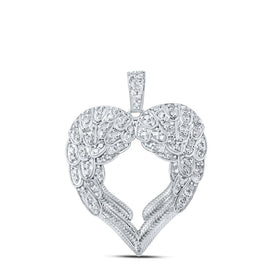 Enchanting Diamond Winged Heart Pendant - 10kt White Gold Women's Necklace with 1/2 Cttw Round Diamonds - Splendid Jewellery