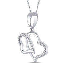 Load image into Gallery viewer, Enchanting Double Heart Diamond Pendant | 10kt White Gold 1/6 Cttw - Splendid Jewellery