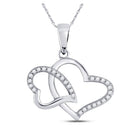 Enchanting Double Heart Diamond Pendant | 10kt White Gold 1/6 Cttw - Splendid Jewellery