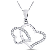 Load image into Gallery viewer, Enchanting Double Heart Diamond Pendant | 10kt White Gold 1/6 Cttw - Splendid Jewellery