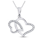 Enchanting Double Heart Diamond Pendant | 10kt White Gold 1/6 Cttw - Splendid Jewellery