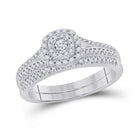 Enchanting Elegance: 10kt White Gold Diamond Halo Wedding Ring Set - Splendid Jewellery