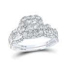 Enchanting Elegance | 10kt White Gold Princess Diamond Square Bridal Wedding Ring Band Set 1 Cttw - Splendid Jewellery