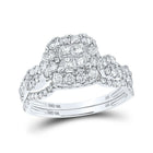 Enchanting Elegance | 10kt White Gold Princess Diamond Square Bridal Wedding Ring Band Set 1 Cttw - Splendid Jewellery