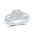 Enchanting Elegance: 10kt White Gold Princess Diamond Square Bridal Wedding Ring Band Set 1/2 Cttw - Splendid Jewellery