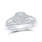 Enchanting Elegance: 10kt White Gold Princess Diamond Square Bridal Wedding Ring Band Set 1/2 Cttw - Splendid Jewellery