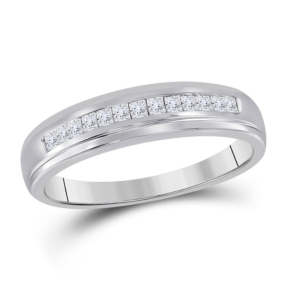 Enchanting Elegance | 10kt White Gold Princess Diamond Wedding Band 1/4 Cttw - Splendid Jewellery
