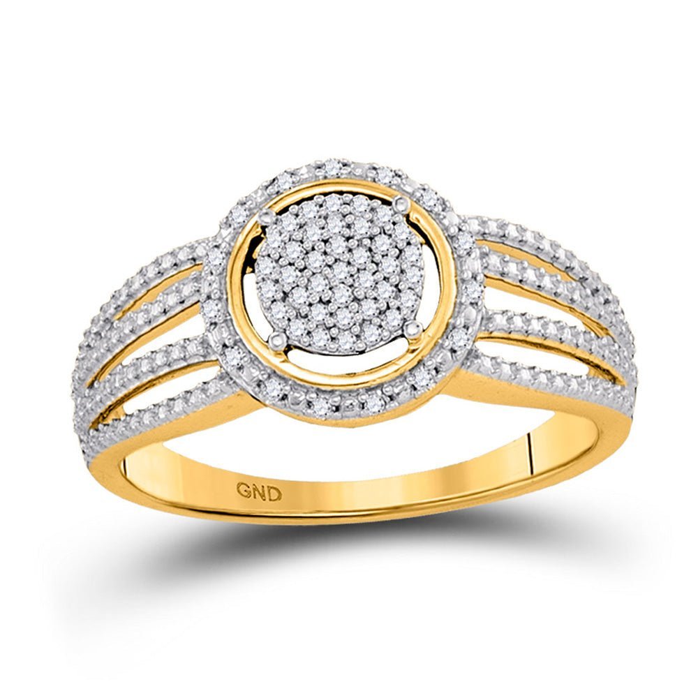 Enchanting Elegance: 10kt Yellow Gold Radiant Diamond Cluster Bridal Wedding Engagement Ring 1/6 Cttw - Splendid Jewellery
