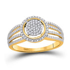Enchanting Elegance: 10kt Yellow Gold Radiant Diamond Cluster Bridal Wedding Engagement Ring 1/6 Cttw - Splendid Jewellery