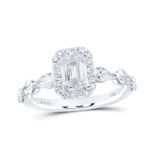 Load image into Gallery viewer, Enchanting Elegance: 14kt White Gold Emerald Diamond Halo Bridal Wedding Engagement Ring 2 Cttw - Splendid Jewellery