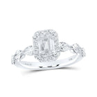 Enchanting Elegance: 14kt White Gold Emerald Diamond Halo Bridal Wedding Engagement Ring 2 Cttw - Splendid Jewellery