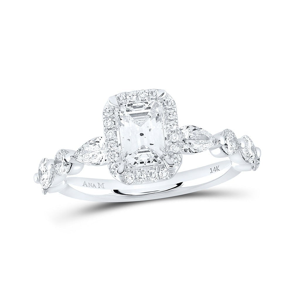 Enchanting Elegance: 14kt White Gold Emerald Diamond Solitaire Bridal Wedding Engagement Ring - Splendid Jewellery