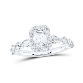 Enchanting Elegance: 14kt White Gold Emerald Diamond Solitaire Bridal Wedding Engagement Ring - Splendid Jewellery