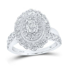 Enchanting Elegance: 14kt White Gold Oval Diamond Halo Bridal Wedding Engagement Ring 1 - 1/2 Cttw - Splendid Jewellery