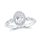 Enchanting Elegance: 14kt White Gold Oval Diamond Halo Bridal Wedding Engagement Ring 1 - 7/8 Cttw - Splendid Jewellery