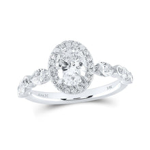 Load image into Gallery viewer, Enchanting Elegance: 14kt White Gold Oval Diamond Halo Bridal Wedding Engagement Ring 1 - 7/8 Cttw - Splendid Jewellery