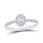 Enchanting Elegance: 14kt White Gold Oval Diamond Halo Bridal Wedding Engagement Ring 1/2 Cttw - Splendid Jewellery