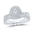 Enchanting Elegance | 14kt White Gold Oval Diamond Halo Bridal Wedding Ring Band Set 1 Cttw | Splendid Jewellery - Splendid Jewellery