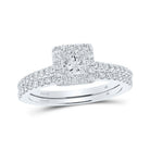 Enchanting Elegance: 14kt White Gold Princess Diamond Bridal Wedding Ring Set - Splendid Jewellery
