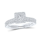 Enchanting Elegance: 14kt White Gold Princess Diamond Bridal Wedding Ring Set - Splendid Jewellery