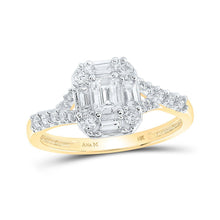 Load image into Gallery viewer, Enchanting Elegance: 14kt Yellow Gold Emerald Diamond Halo Bridal Wedding Engagement Ring - Splendid Jewellery