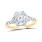 Enchanting Elegance: 14kt Yellow Gold Emerald Diamond Halo Bridal Wedding Engagement Ring - Splendid Jewellery