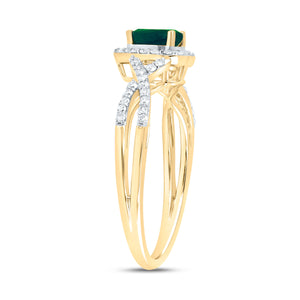 Enchanting Emerald Heart Ring | 10kt Yellow Gold Womens Heart Emerald Fashion Ring 5/8 Cttw - Splendid Jewellery