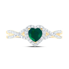 Load image into Gallery viewer, Enchanting Emerald Heart Ring | 10kt Yellow Gold Womens Heart Emerald Fashion Ring 5/8 Cttw - Splendid Jewellery