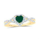 Enchanting Emerald Heart Ring | 10kt Yellow Gold Womens Heart Emerald Fashion Ring 5/8 Cttw - Splendid Jewellery