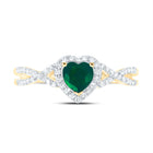 Enchanting Emerald Heart Ring | 10kt Yellow Gold Womens Heart Emerald Fashion Ring 5/8 Cttw product Top View from Splendid Jewellery