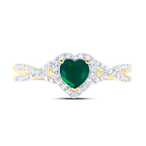 Enchanting Emerald Heart Ring | 10kt Yellow Gold Womens Heart Emerald Fashion Ring 5/8 Cttw - Splendid Jewellery