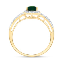 Load image into Gallery viewer, Enchanting Emerald Heart Ring | 10kt Yellow Gold Womens Heart Emerald Fashion Ring 5/8 Cttw product Side View from Splendid Jewellery