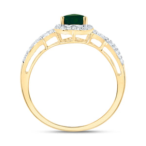 Enchanting Emerald Heart Ring | 10kt Yellow Gold Womens Heart Emerald Fashion Ring 5/8 Cttw - Splendid Jewellery