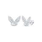Enchanting Flutter: 10kt White Gold Womens Round Diamond Butterfly Earrings 1/2 Cttw - Splendid Jewellery
