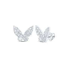 Load image into Gallery viewer, Enchanting Flutter: 10kt White Gold Womens Round Diamond Butterfly Earrings 1/2 Cttw - Splendid Jewellery