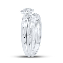 Load image into Gallery viewer, Enchanting Halo Diamond Bridal Wedding Ring Set - 10kt White Gold 1/6 Cttw - Splendid Jewellery