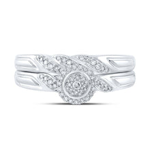 Load image into Gallery viewer, Enchanting Halo Diamond Bridal Wedding Ring Set - 10kt White Gold 1/6 Cttw - Splendid Jewellery
