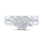 Enchanting Halo Diamond Bridal Wedding Ring Set - 10kt White Gold 1/6 Cttw - Splendid Jewellery