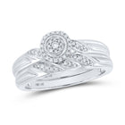 Enchanting Halo Diamond Bridal Wedding Ring Set - 10kt White Gold 1/6 Cttw - Splendid Jewellery